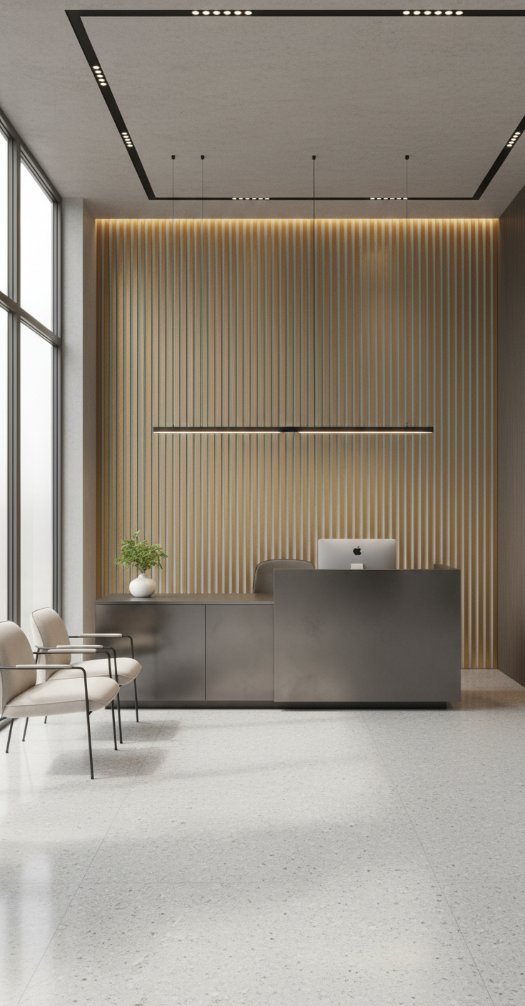 Akustik Wandpaneel Weiß Gold 275×60 cm – Premium Lamellen & Schalldämmung