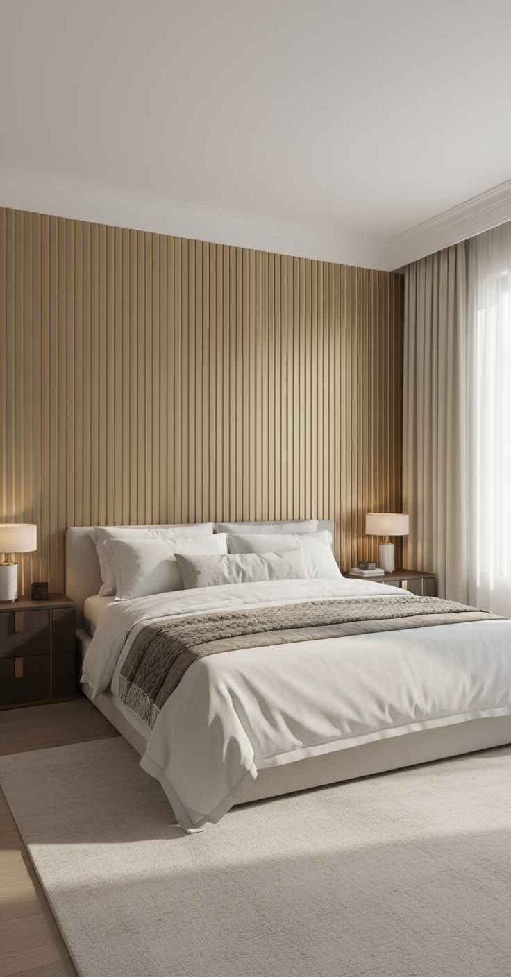 Akustik Wandpaneel Weiß Gold 275×60 cm – Premium Lamellen & Schalldämmung