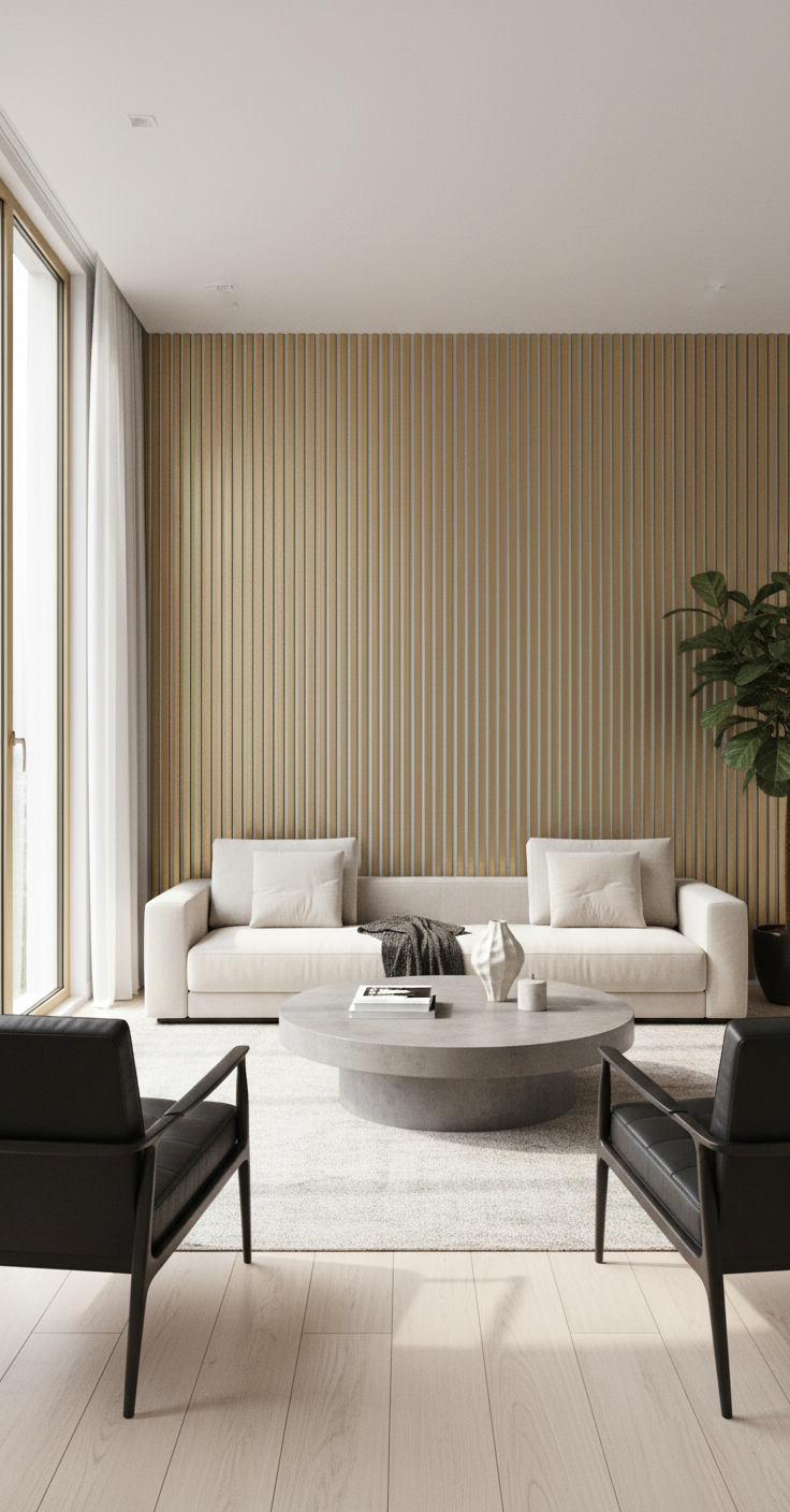 Akustik Wandpaneel Weiß Gold 275×60 cm – Premium Lamellen & Schalldämmung