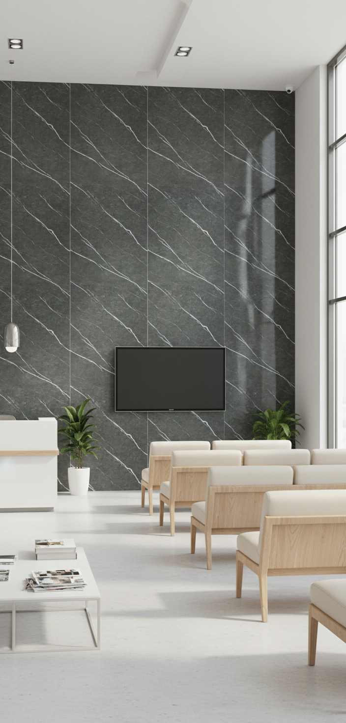 PVC Wandpaneel Nero Schwarz Matt 280×122 cm – Marmoroptik & Wasserdicht