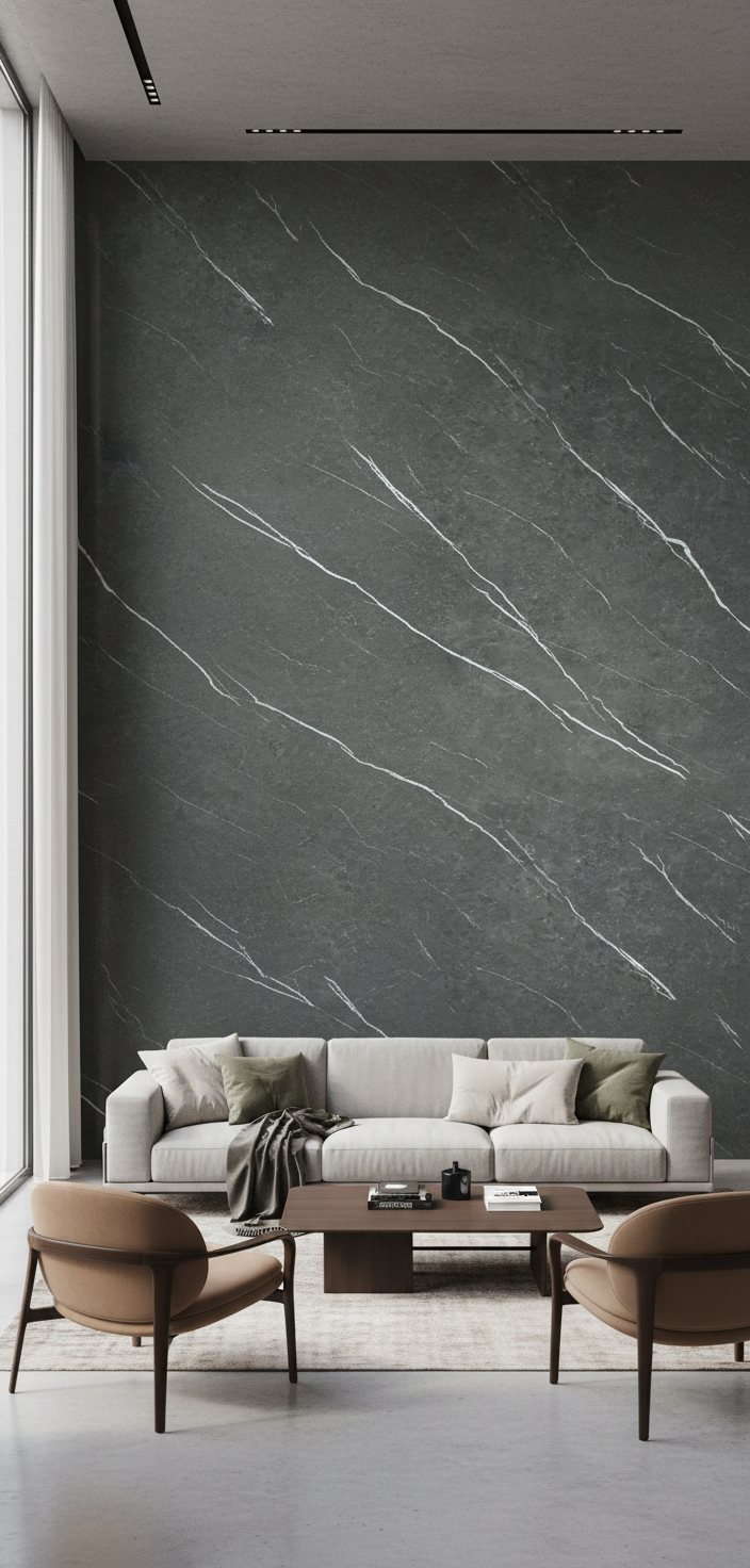 PVC Wandpaneel Nero Schwarz Matt 280×122 cm – Marmoroptik & Wasserdicht