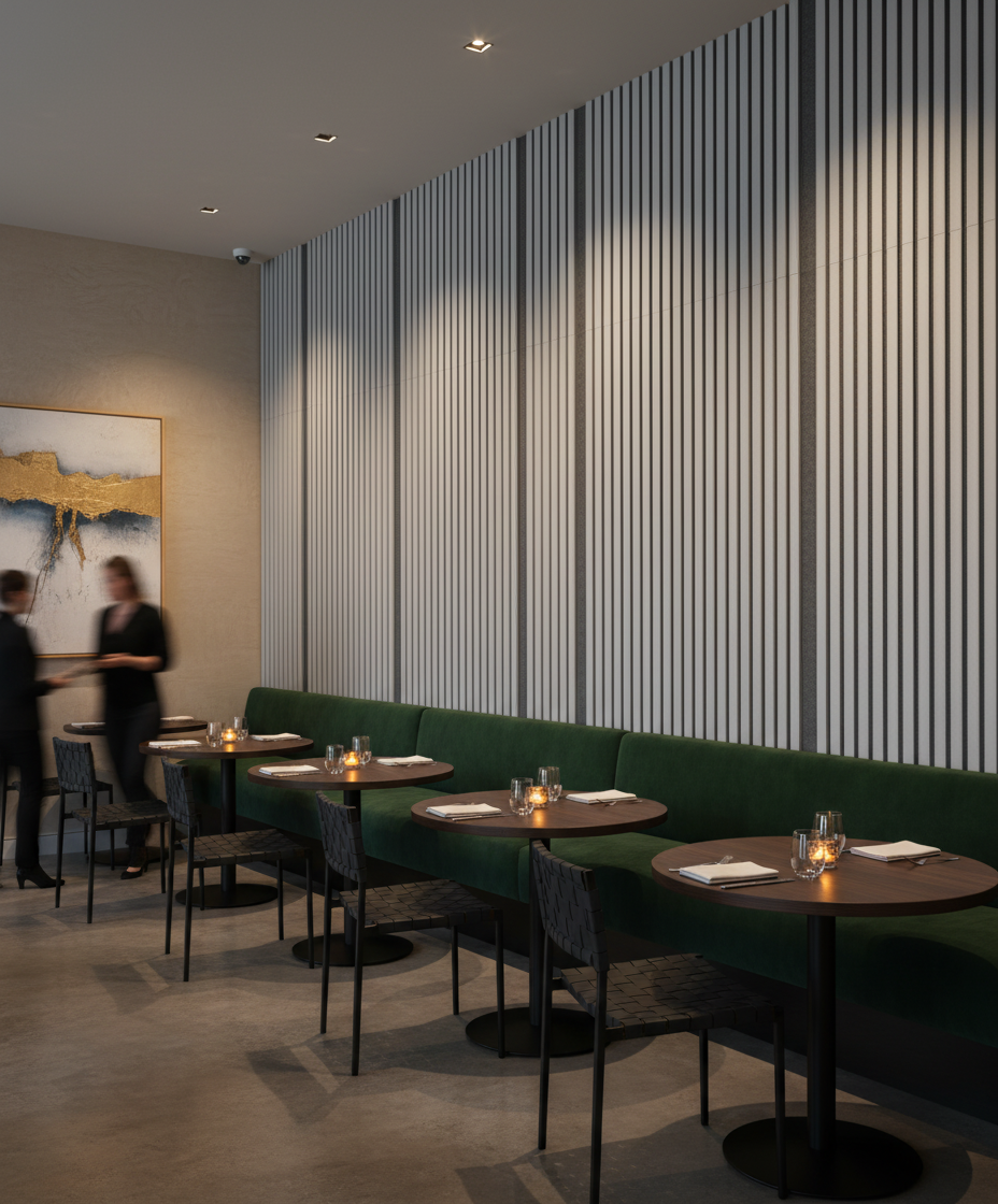 Akustik Wandpaneel Soft Grau 275×60 cm – Modernes Lamellenpaneel mit Schallabsorption