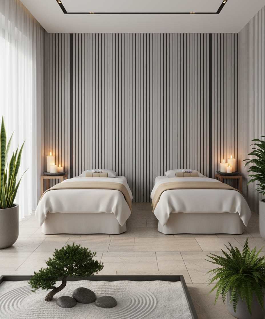 Akustik Wandpaneel Soft Grau 275×60 cm – Modernes Lamellenpaneel mit Schallabsorption