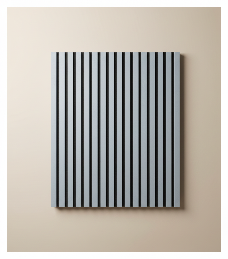 Akustik Wandpaneel Soft Grau 275×60 cm – Modernes Lamellenpaneel mit Schallabsorption