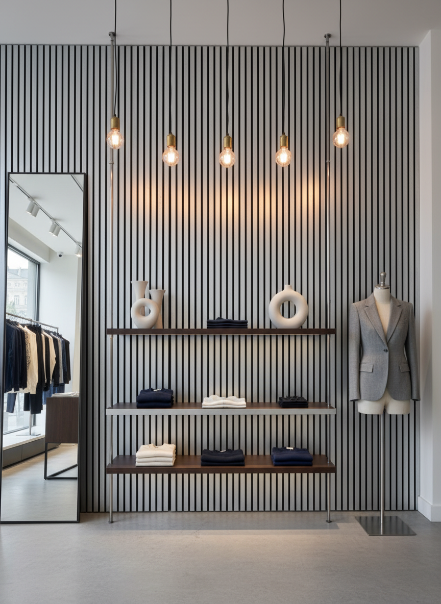 Silber Metallic Akustik Wandpaneel 275 × 60 cm – Moderne Wandverkleidung mit Schallabsorption