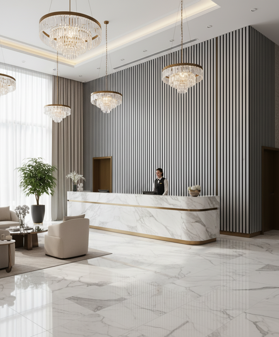 Silber Metallic Akustik Wandpaneel 275 × 60 cm – Moderne Wandverkleidung mit Schallabsorption