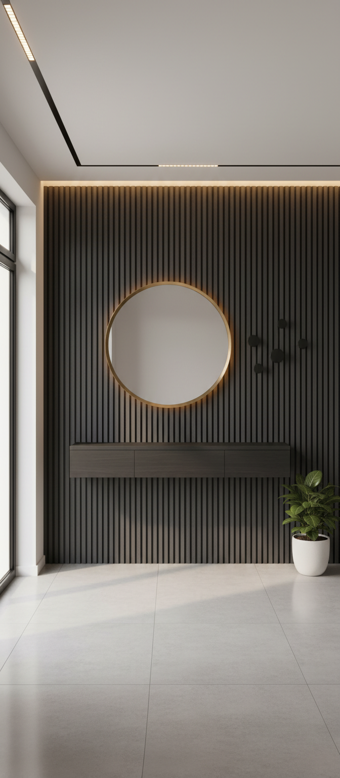 Schwarzes Akustik Wandpaneel 275 × 60 cm – Moderne Wandverkleidung mit Schallabsorption