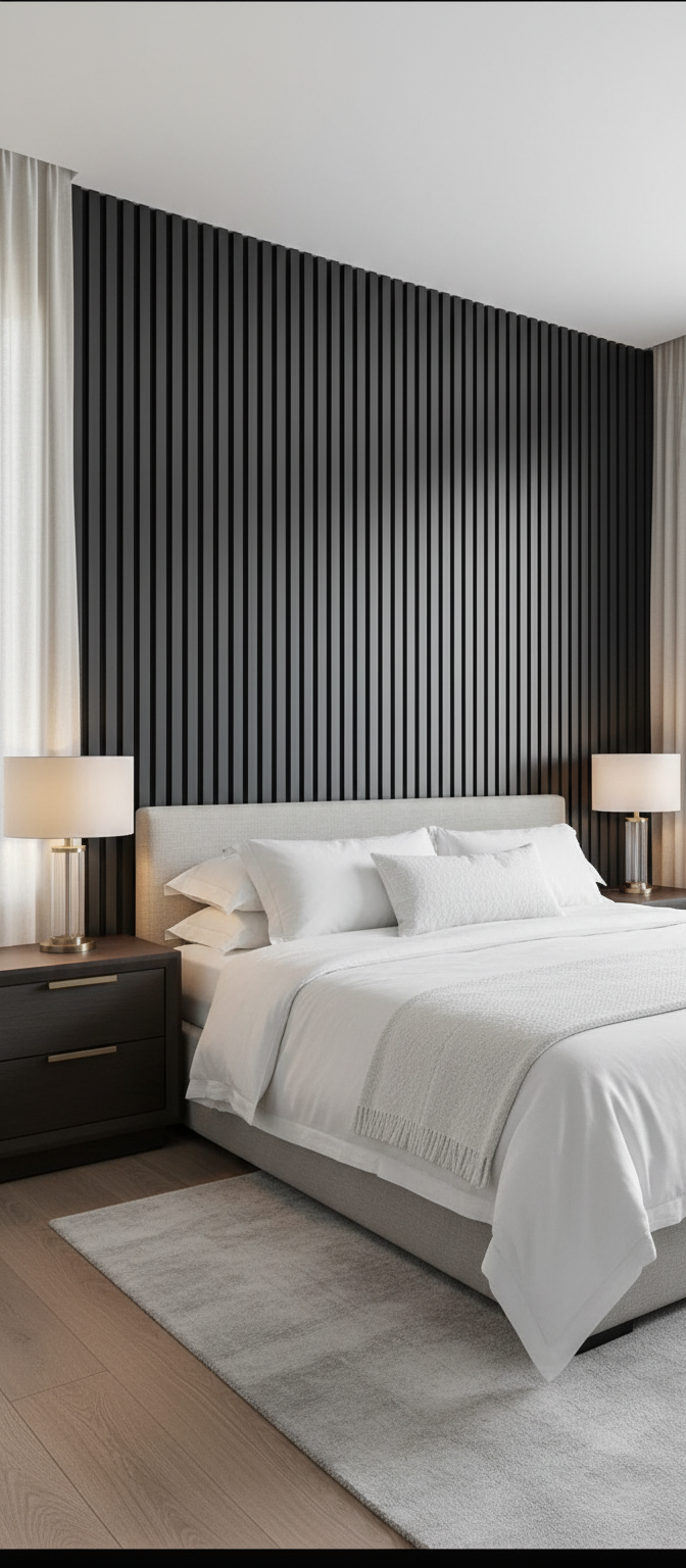 Schwarzes Akustik Wandpaneel 275 × 60 cm – Moderne Wandverkleidung mit Schallabsorption