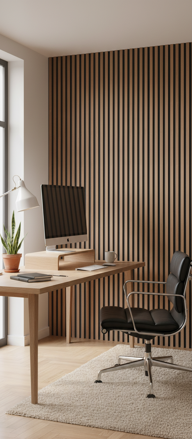 Walnuss Akustik Wandpaneel 275 × 60 cm – Holzoptik Wandverkleidung mit Schallabsorption