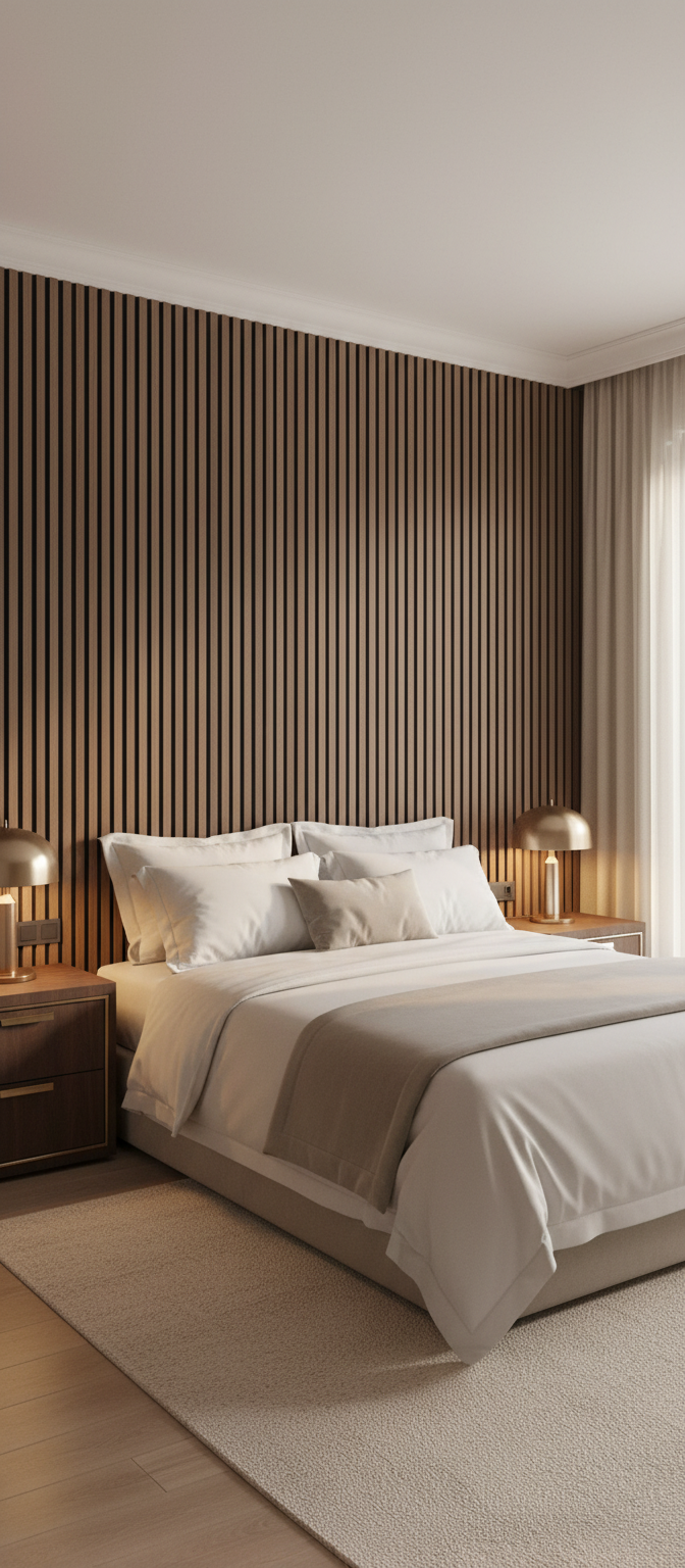 Walnuss Akustik Wandpaneel 275 × 60 cm – Holzoptik Wandverkleidung mit Schallabsorption