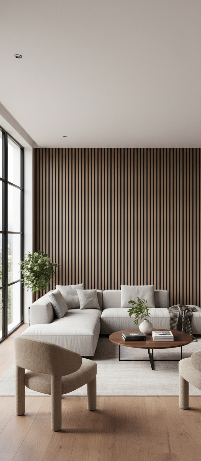 Walnuss Akustik Wandpaneel 275 × 60 cm – Holzoptik Wandverkleidung mit Schallabsorption