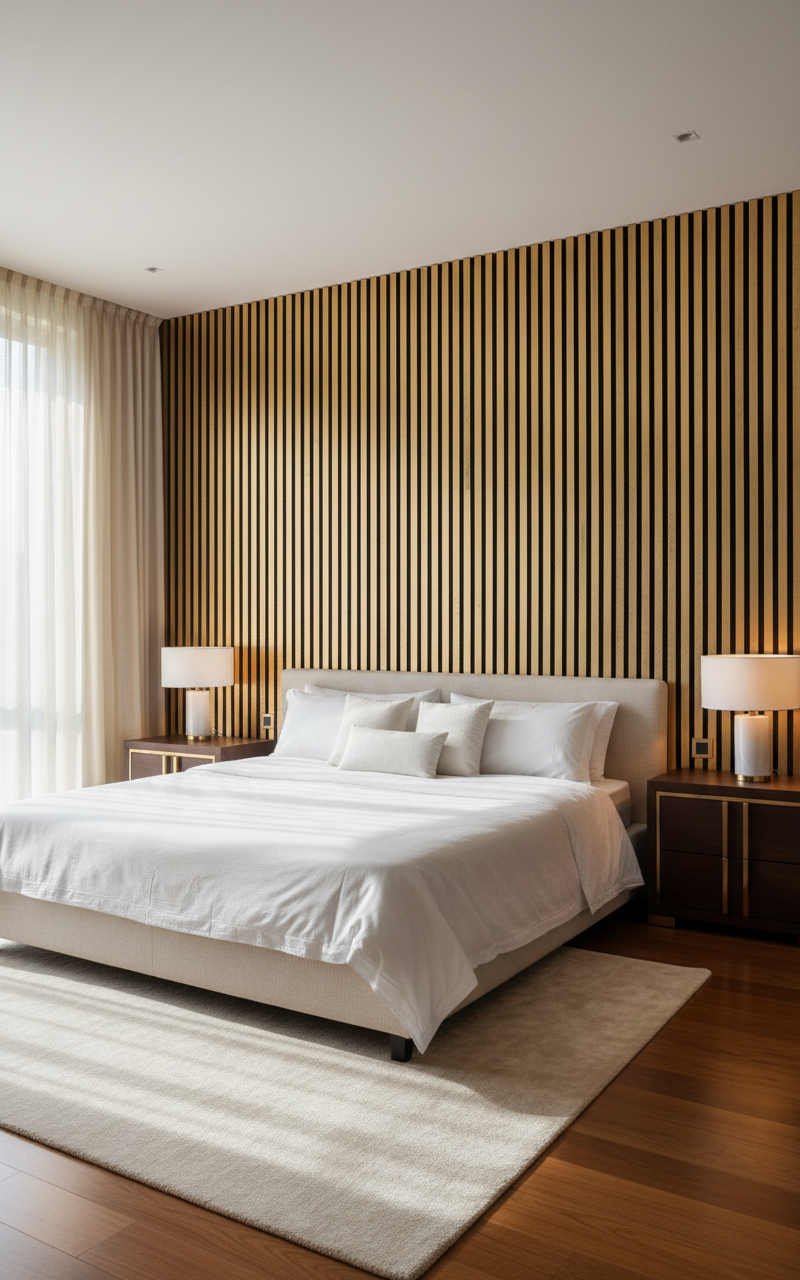 Gold Akustik Wandpaneel 275 × 60 cm – Luxus Wandverkleidung mit Schallabsorption