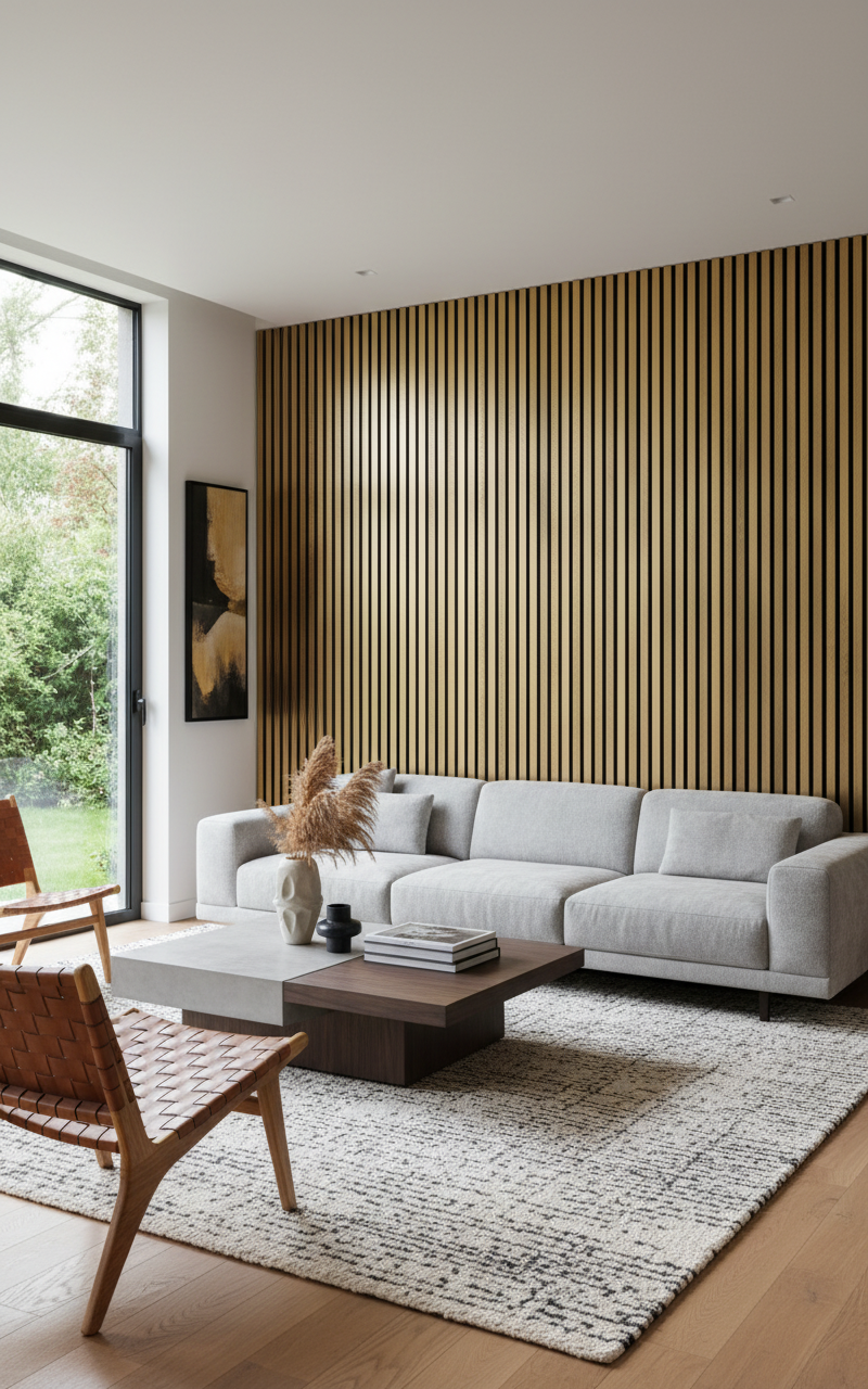 Gold Akustik Wandpaneel 275 × 60 cm – Luxus Wandverkleidung mit Schallabsorption