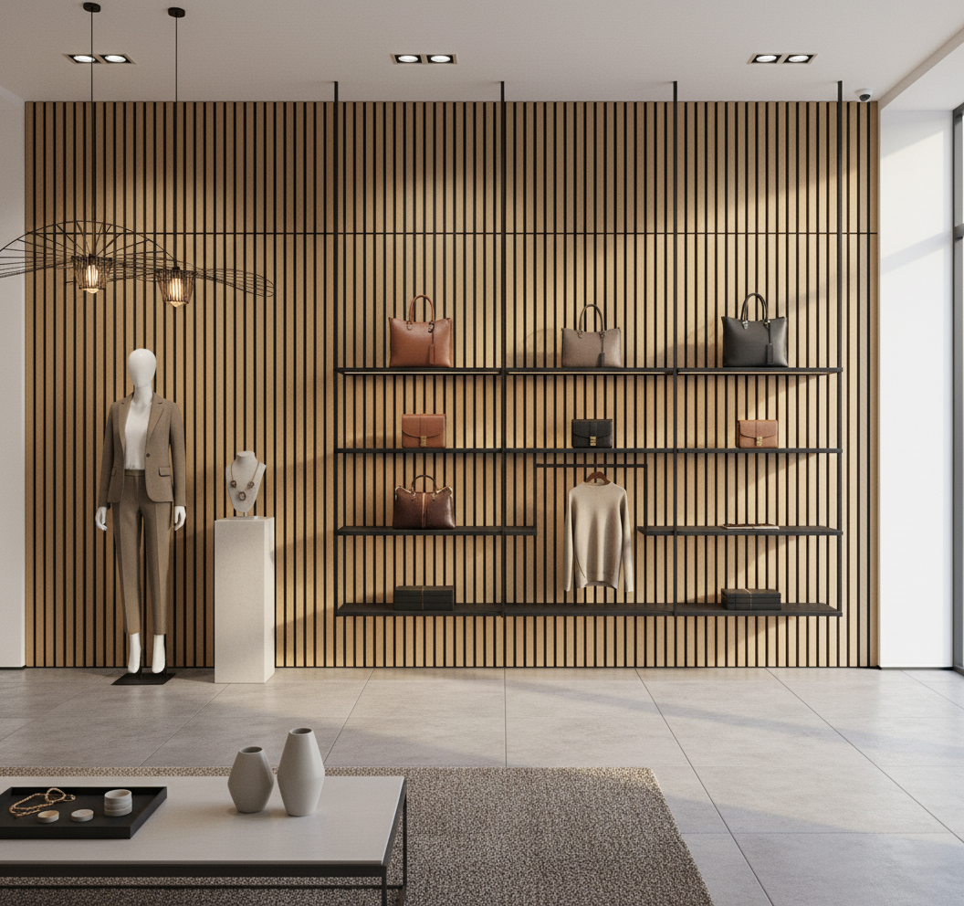 Teak Akustik Wandpaneel 275 × 60 cm – Schallabsorbierendes Wandpaneel in Holzoptik