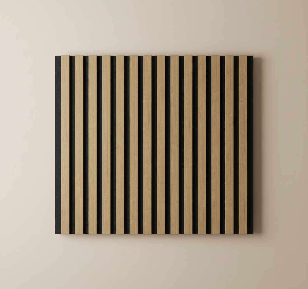 Teak Akustik Wandpaneel 275 × 60 cm – Schallabsorbierendes Wandpaneel in Holzoptik