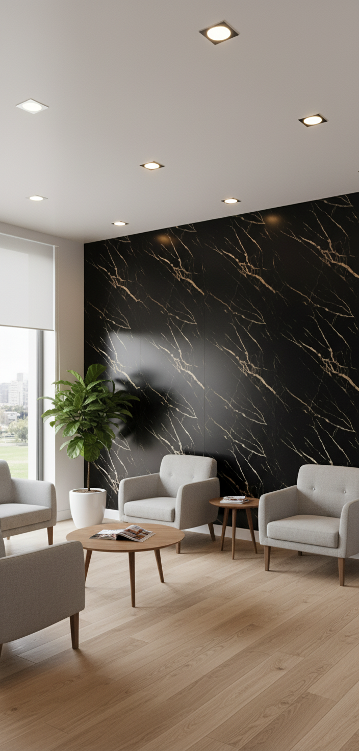 Schwarzes PVC Wandpaneel 280 × 122 cm – Gold-Marmoroptik, Wasserdicht & Derzfrei