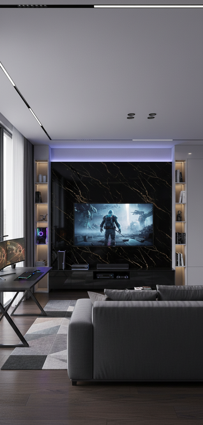 Schwarzes PVC Wandpaneel 280 × 122 cm – Gold-Marmoroptik, Wasserdicht & Derzfrei