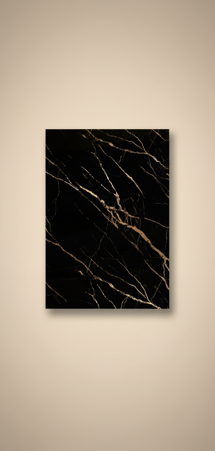 Schwarzes PVC Wandpaneel 280 × 122 cm – Gold-Marmoroptik, Wasserdicht & Derzfrei