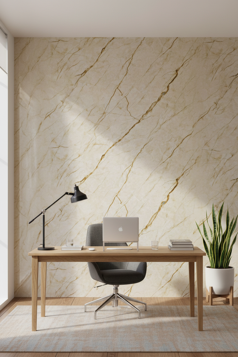 PVC stěnový panel 260 × 120 cm – Béžový mramorový vzhled (Bolzano Beige), voděodolný a bez spár