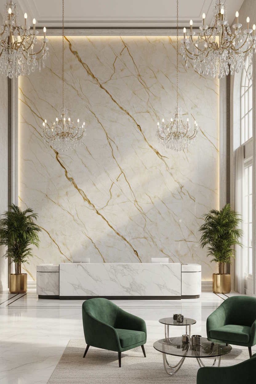 PVC stěnový panel 260 × 120 cm – Béžový mramorový vzhled (Bolzano Beige), voděodolný a bez spár