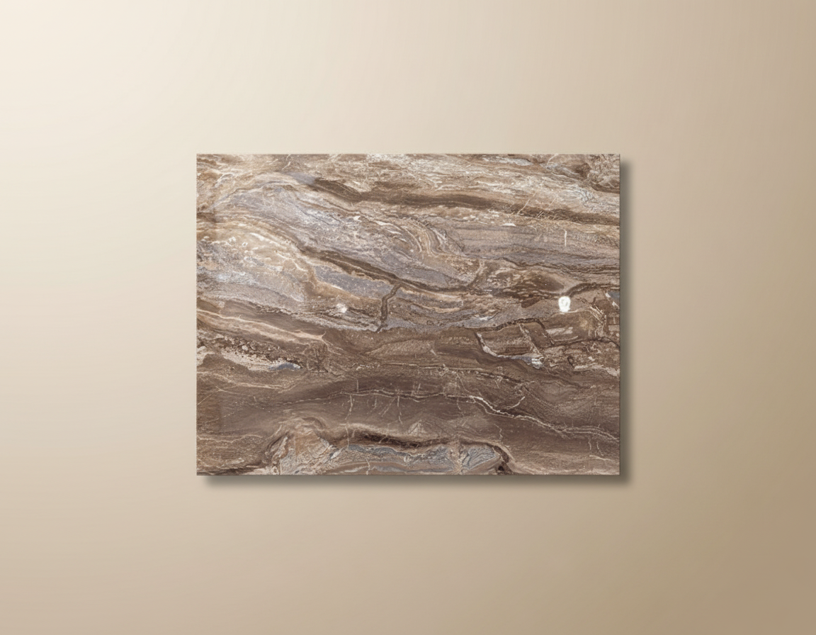 PVC Wandpaneel 280 × 122 cm – Arabisches Braun Marmoroptik, Wasserdicht & Derzfrei