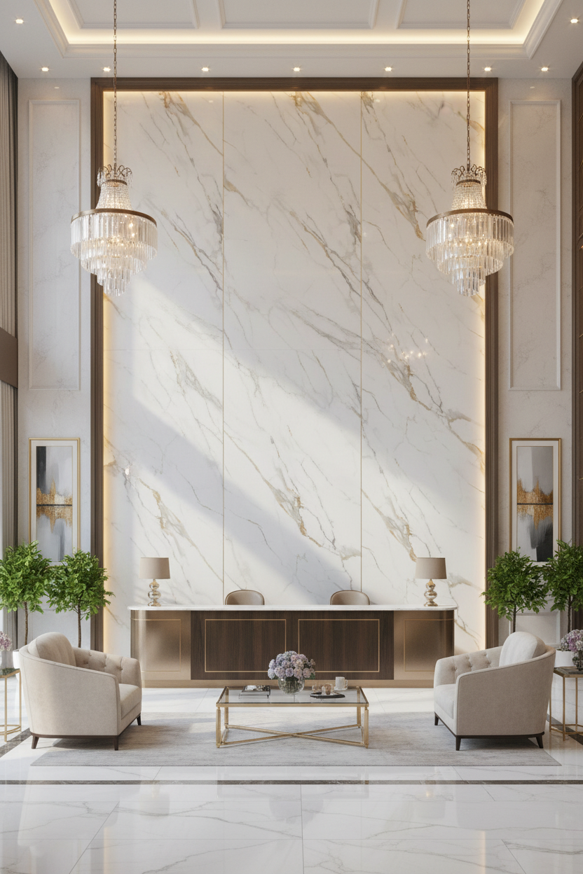 PVC Wandpaneel Marmoroptik Weiß mit Goldadern 280×120 cm – Wasserfest & Fugenlos für Bad & Küche