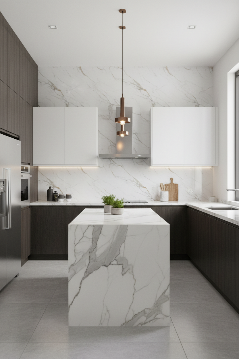 PVC Wandpaneel Marmoroptik Weiß mit Goldadern 280×120 cm – Wasserfest & Fugenlos für Bad & Küche