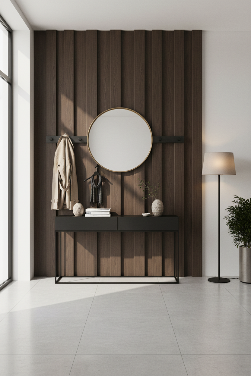 MDF Wandpaneel Dunkle Holzoptik – Moderne Lamellen Wandverkleidung für Innenräume