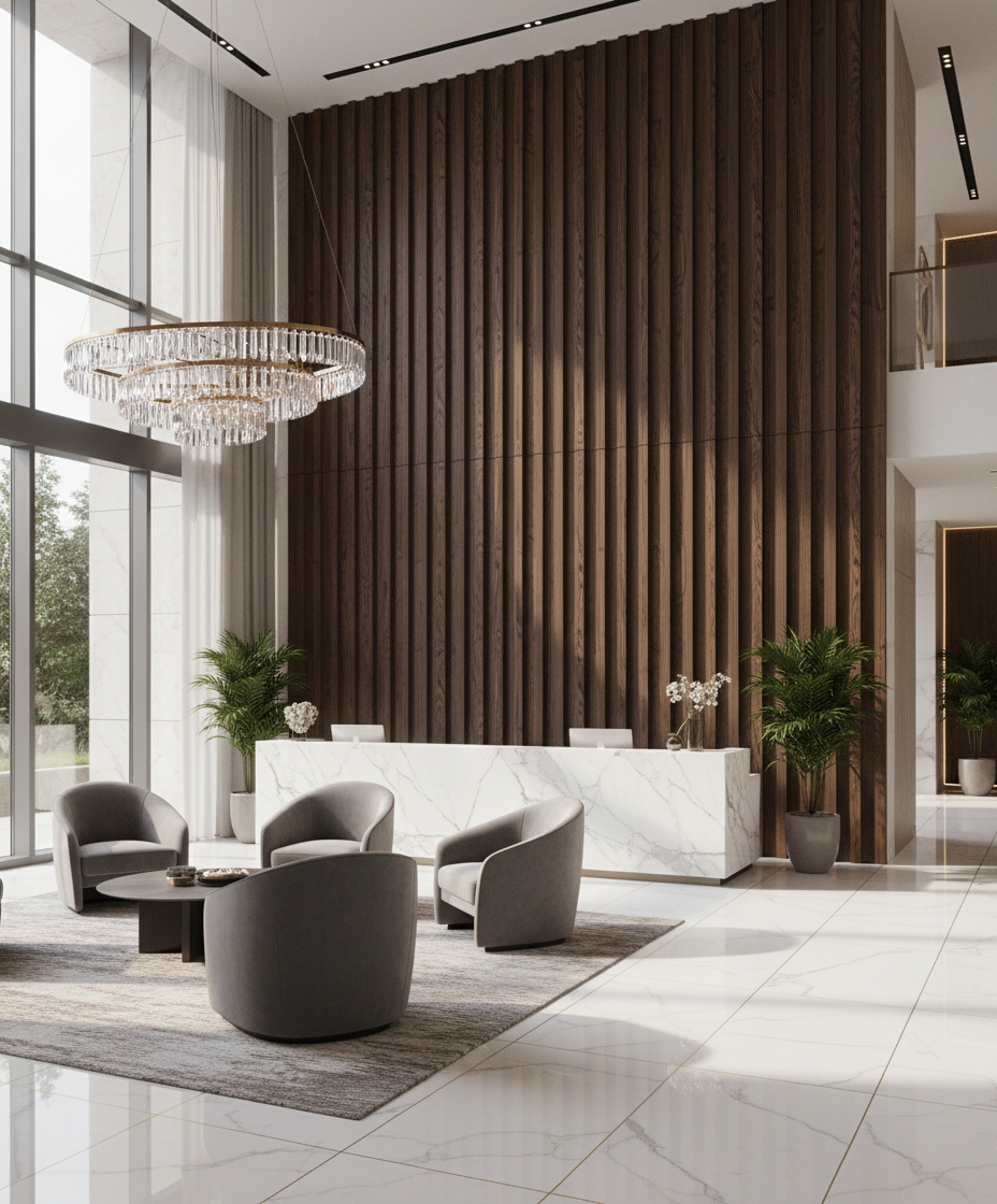 MDF Wandpaneel Natürliche Holzoptik – Dekorative Lamellen Wandverkleidung für Innenräume