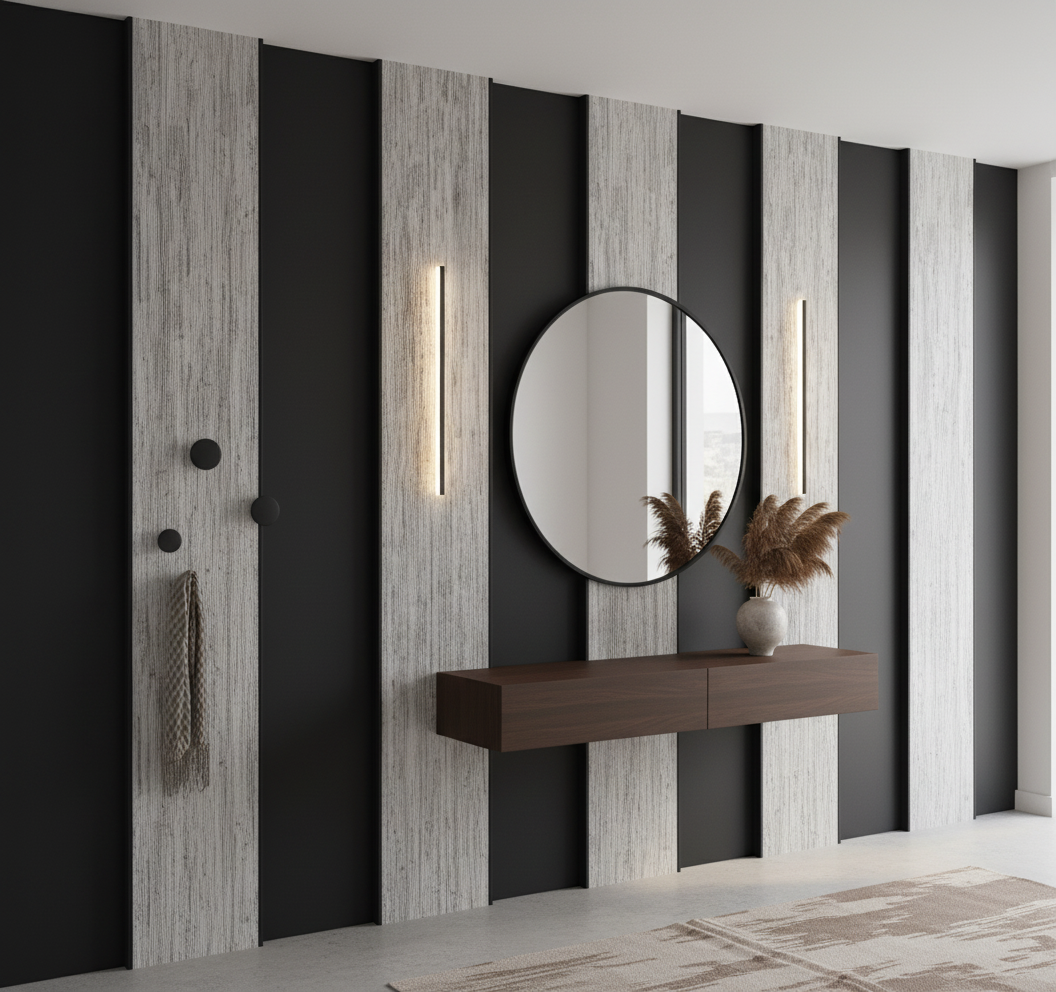 MDF Wall Cladding - Light Grey Textured Modern Decorative Interior Wall Cladding