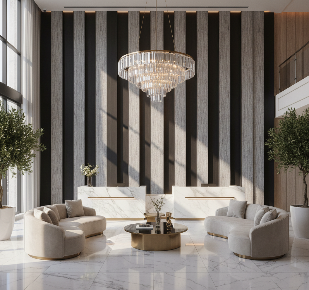 MDF Wall Cladding - Light Grey Textured Modern Decorative Interior Wall Cladding