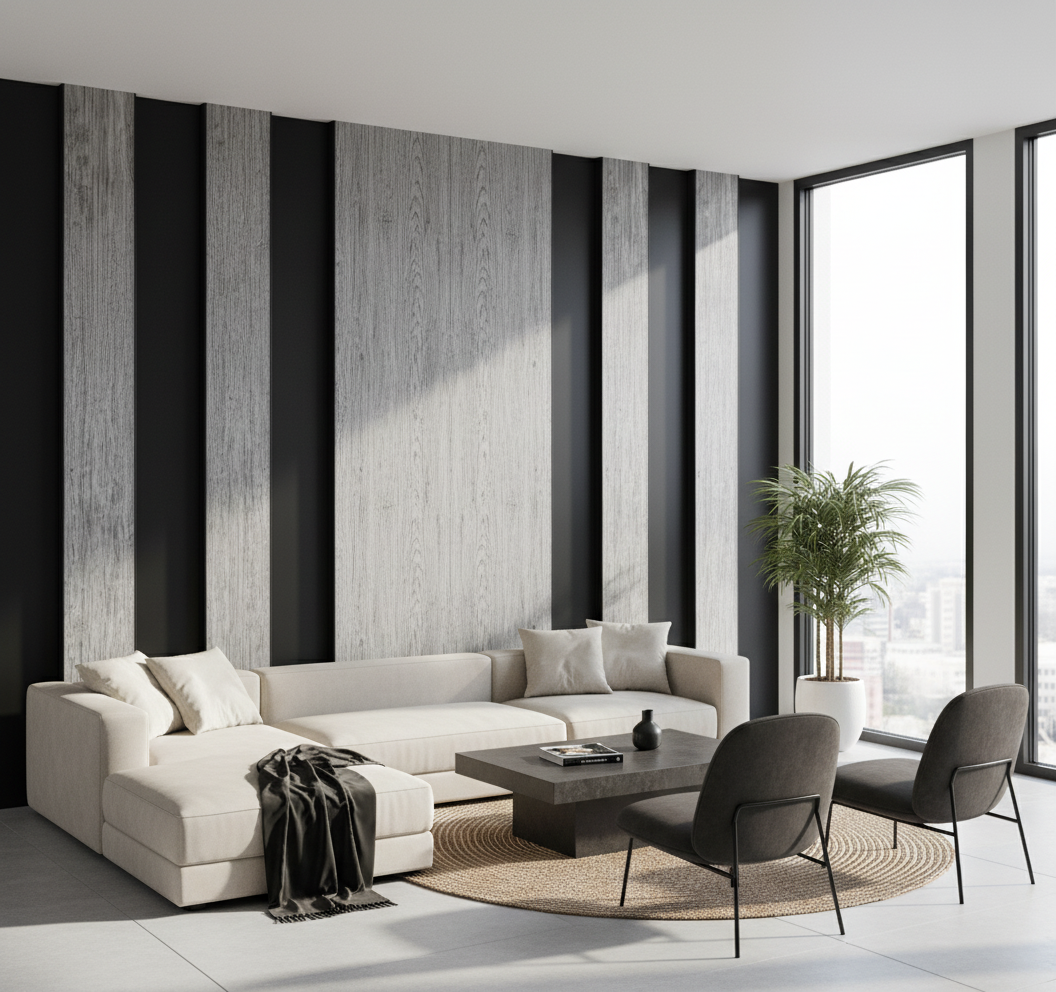 MDF Wall Cladding - Light Grey Textured Modern Decorative Interior Wall Cladding