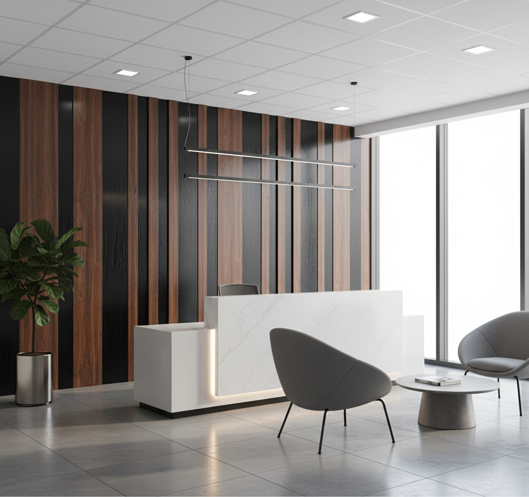 MDF Wall Cladding - Black Dark Wood Texture Decorative Interior Cladding