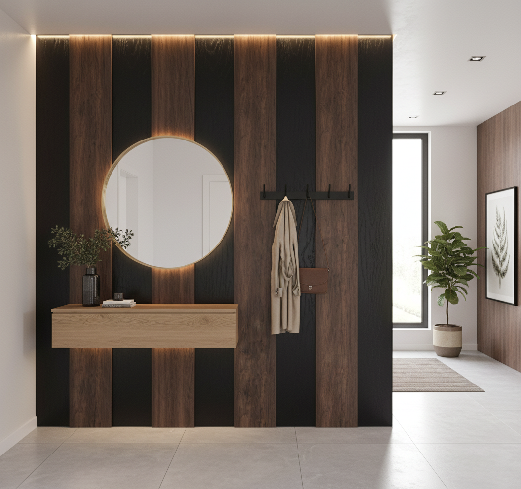 MDF Wall Cladding - Black Dark Wood Texture Decorative Interior Cladding