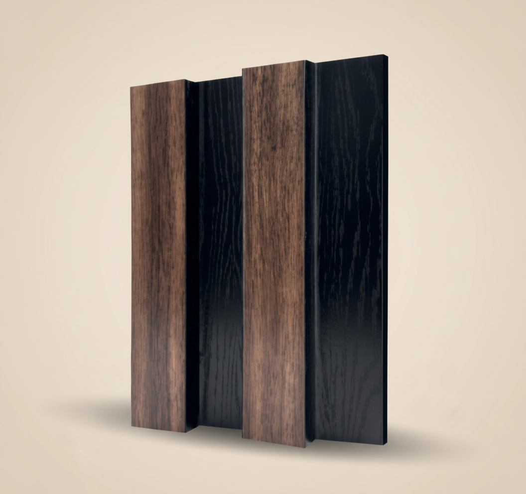 MDF-Wandverkleidung - Schwarze dunkle Holztextur Dekorative Innenverkleidung