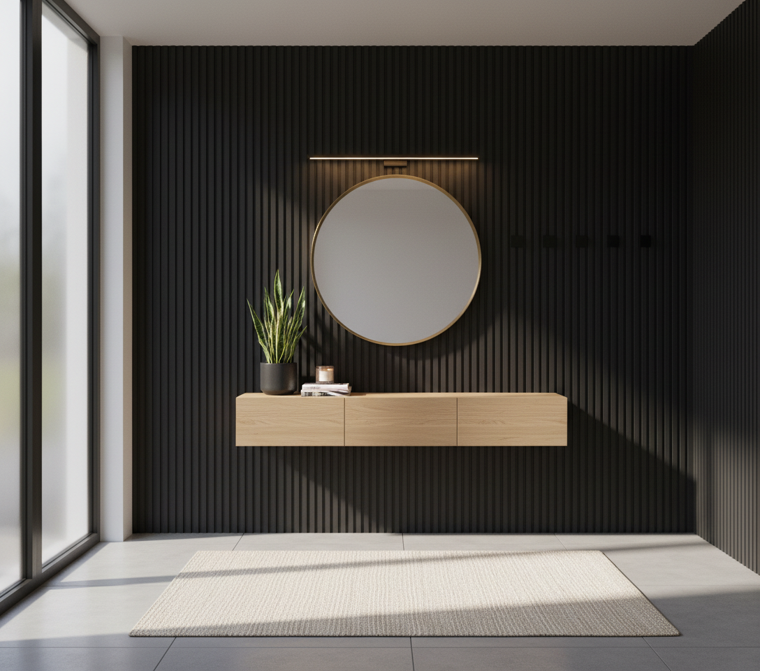 MDF obklad stěn - Černý 12 mm Moderní interiérový obklad