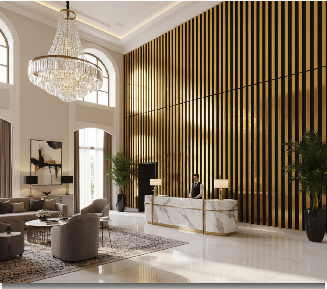 Black Gold MDF Wall Cladding 12 mm | Luxury Decorative Wall Cladding