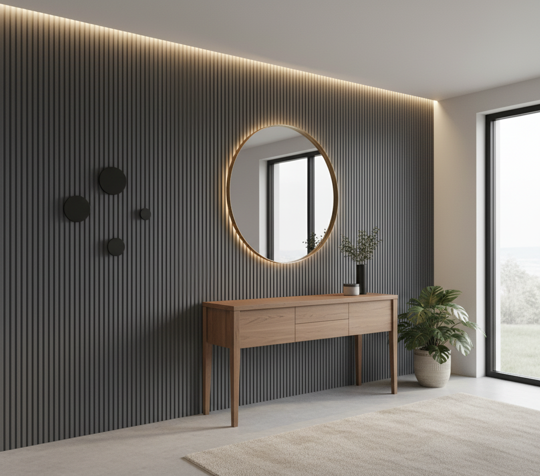 Anthrazitfarbene MDF-Wandpaneele 12 mm | Moderne dekorative Wandverkleidung