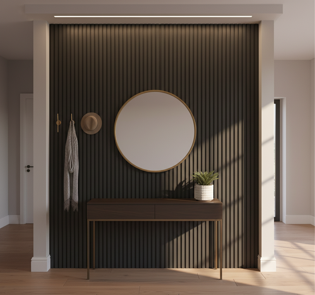 Grey MDF Wall Panel 20 cm | Modern Wide Laminated Interior Wall Cladding