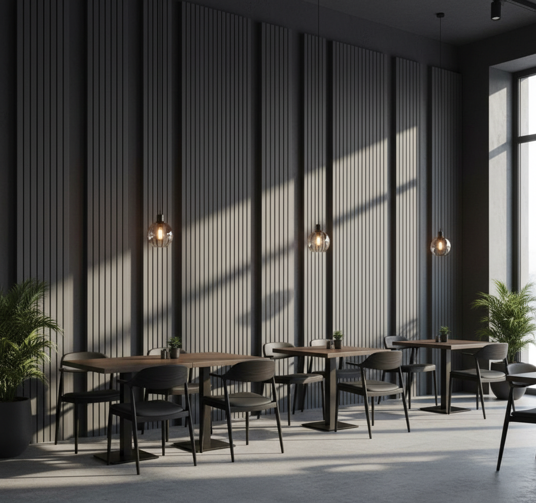 Grey MDF Wall Panel 20 cm | Modern Wide Laminated Interior Wall Cladding