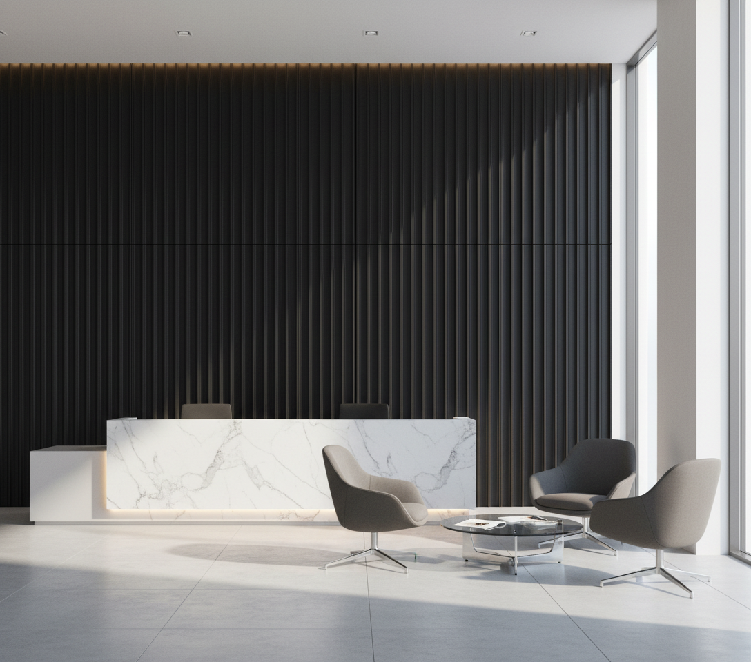 Černý MDF stěnový panel 15 cm | Matně černý moderní stěnový obklad