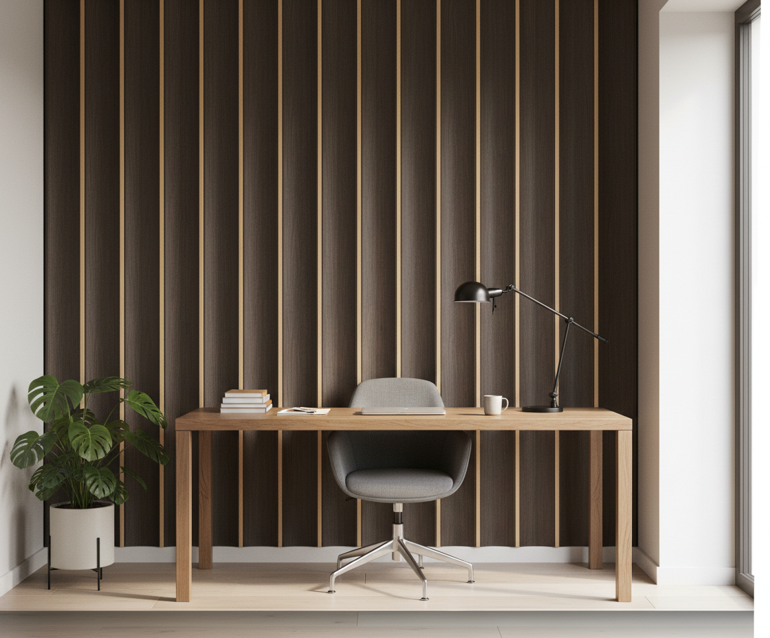 Bronze Gold MDF Wandplatte 15 cm | Moderne Wandverkleidung mit Goldstreifen