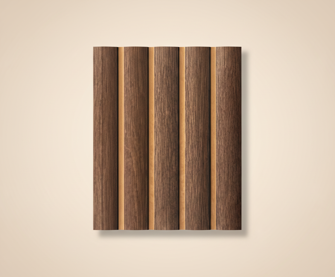 Dunkle Kiefer Gold MDF Wandplatte 15 cm | Luxus Wandverkleidung mit Goldstreifen