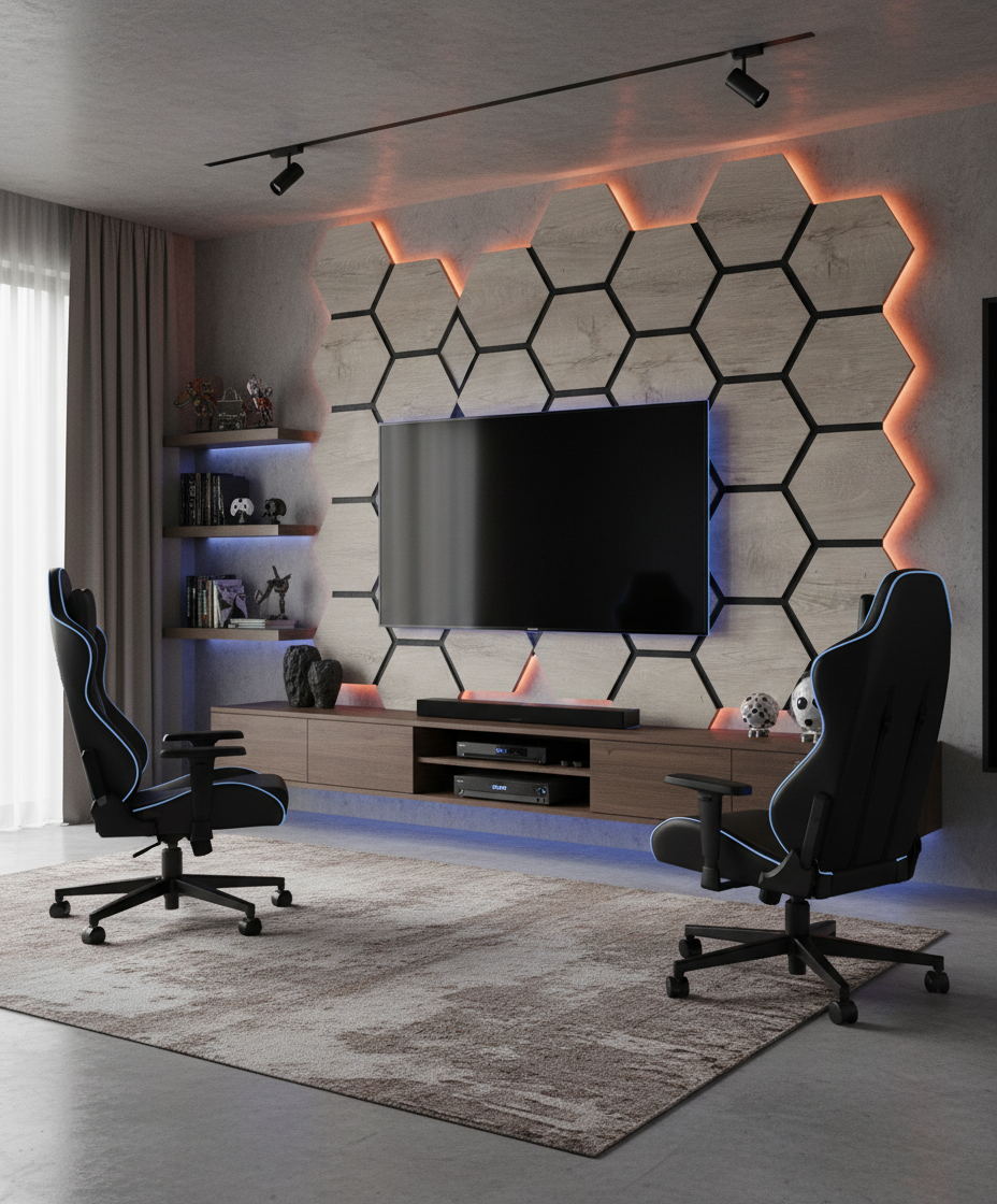 Sześciokątny panel ścienny jasny dąb | 3D dekoracyjny panel ścienny | 16 mm | 65×80 cm