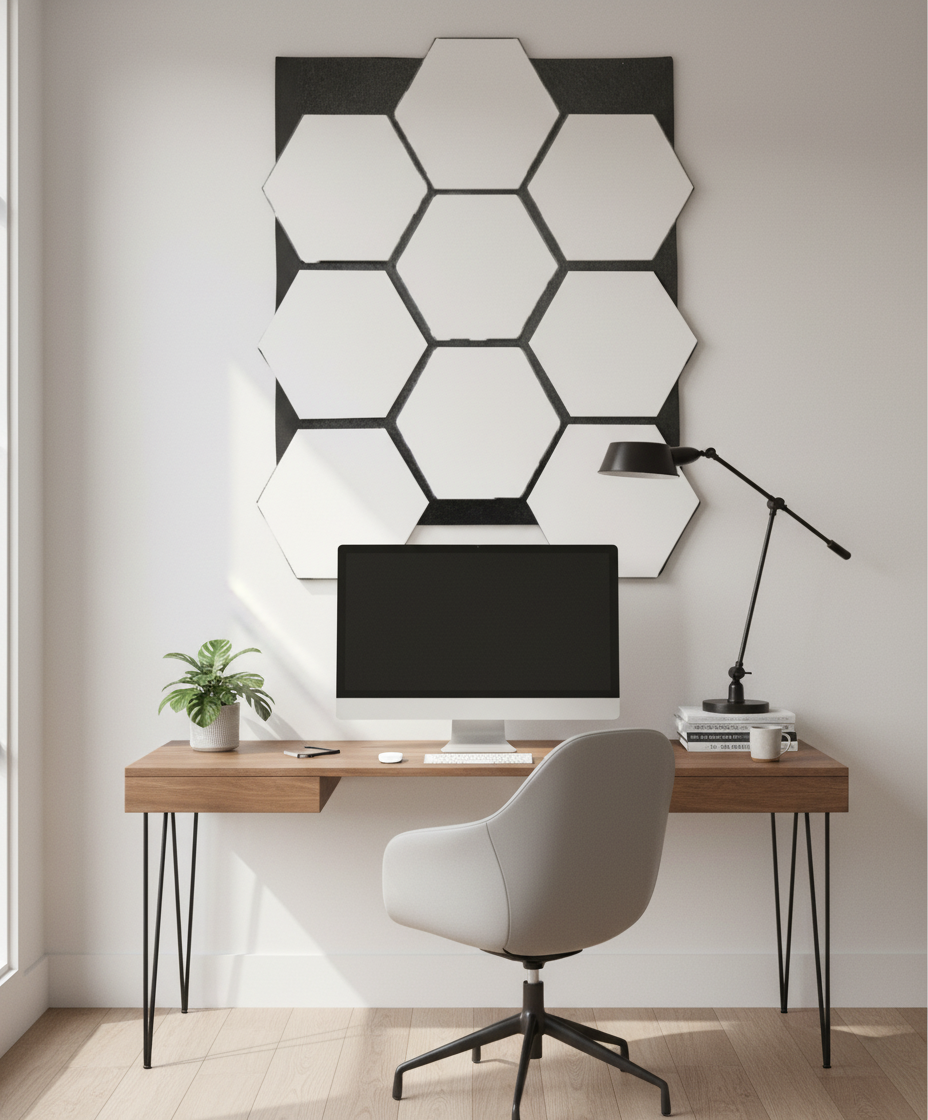 Sekskantet vægpanel hvid | 3D dekorativ vægbeklædning | 16 mm | 65×80 cm