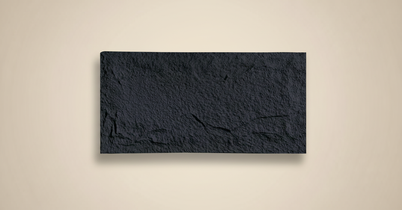 Černý nástěnný panel v kamenném vzhledu | Dekorativní obklad stěny s kamenným efektem | 60×120 cm