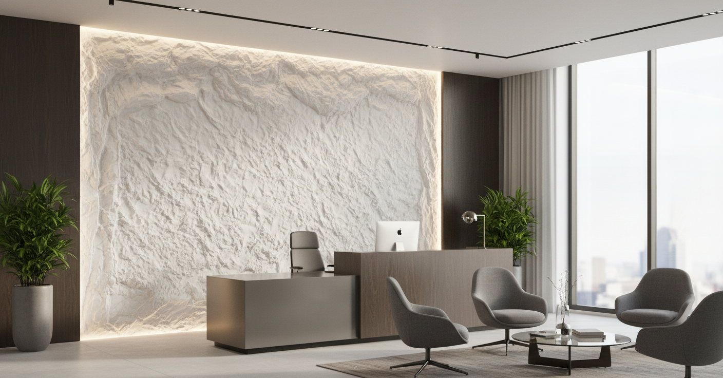 Weiße Wandplatte in Steinoptik | Dekorative Wandverkleidung mit Steineffekt | 60×120 cm