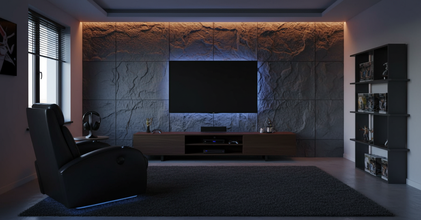Anthracite wall panel in stone look | Decorative wall cladding with stone effect | 60×120 cm