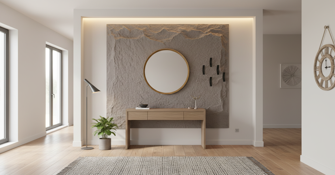 Mørkegrå vægpaneler i stenlook | Dekorativ vægbeklædning med steineffekt | 60×120 cm