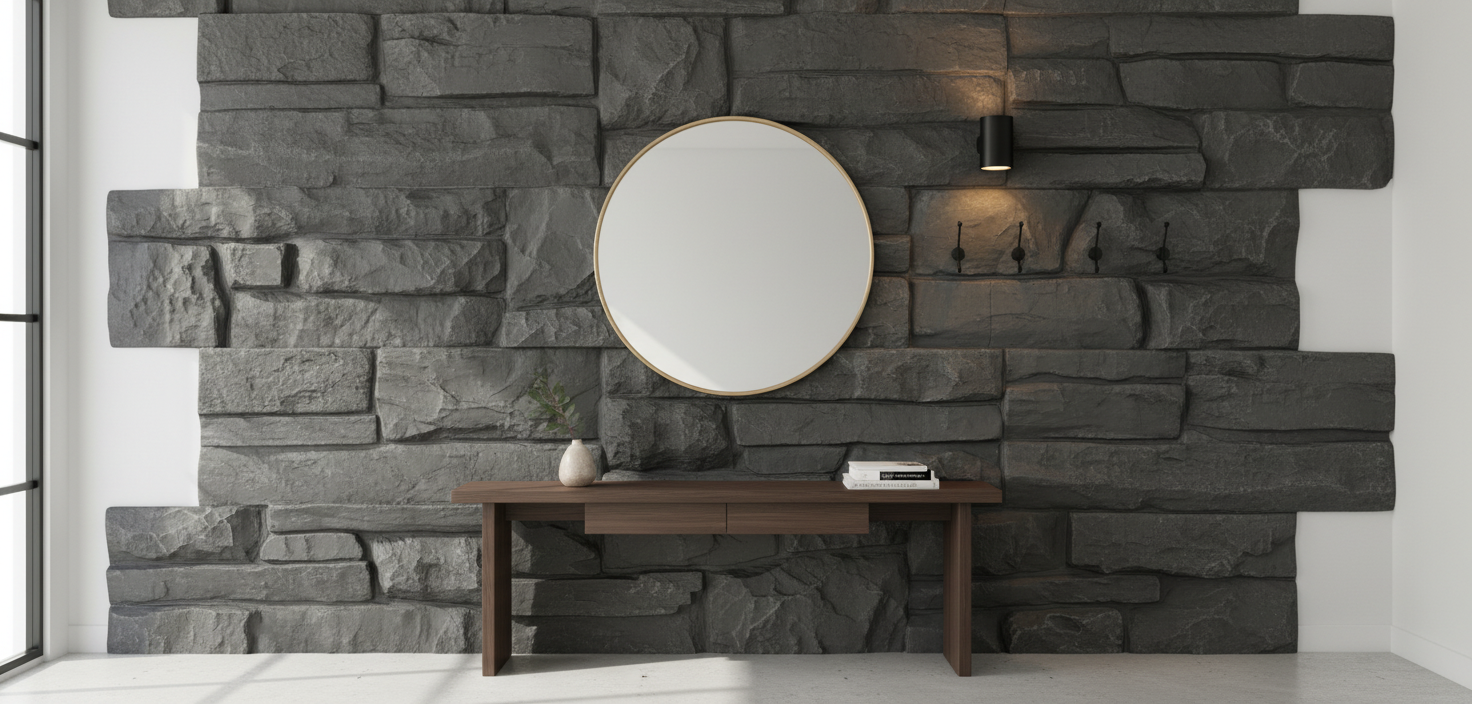 Nástěnný panel v břidlicovém vzhledu | Dekorativní obklad stěny s kamenným efektem | 60×120 cm